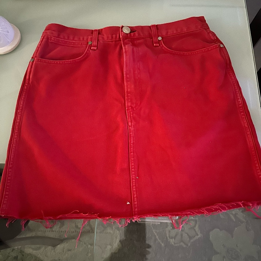 Rag & Bone Moss Red Denim Mini Skirt Size 30 ~ Medium